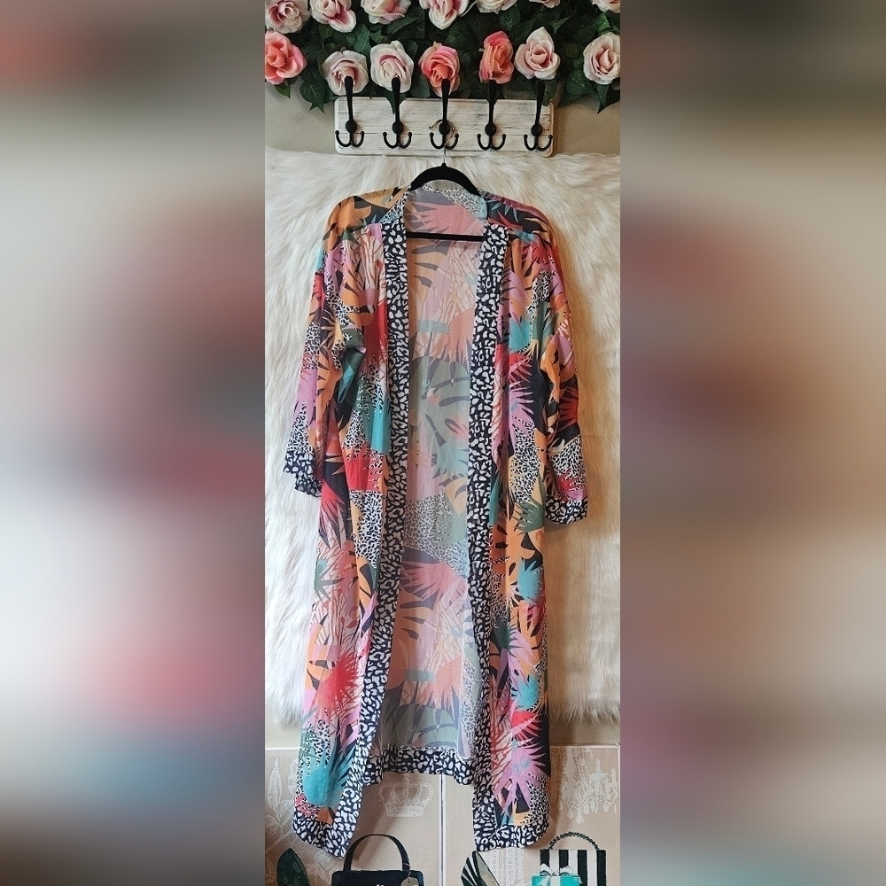 Vintage Tropical Jungle Longline Kimono/Cover-Up (NWOT)